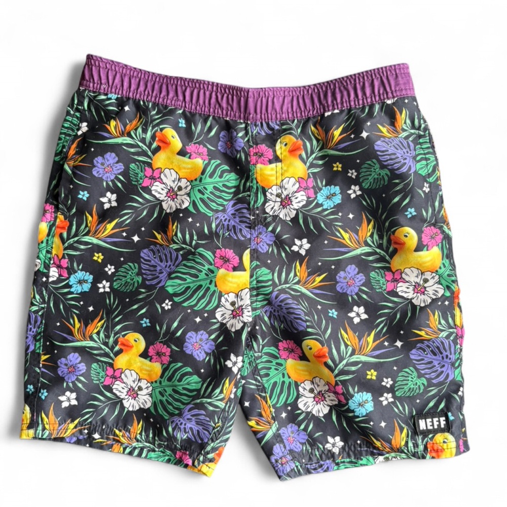 Neff tropical ducky men’s swim boxer short trunks peppy beach wear XL